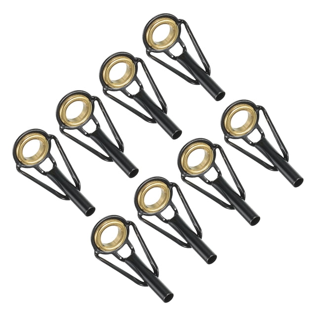 Unique Bargains 2.6mm Stainless Steel Fishing Rod Tip Repair Kit Pole Ring Guide Replacement, Golden 8 Pack