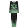 thumbnail image 6 of Lorytime Women Christmas Pajamas Set Snowflakes Long Sleeved Crew Neck Tops Elastic Waist Pants Soft Loungewear, 6 of 6