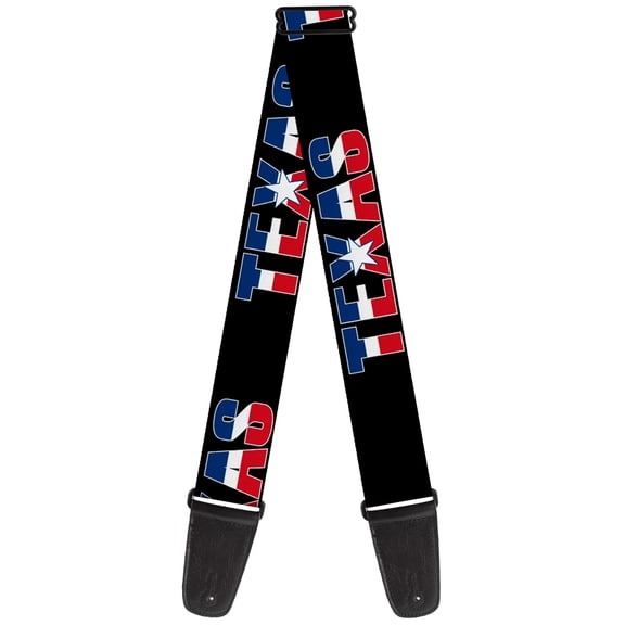 Buckle-Down Guitar Strap, Texas Star Black White Blue Red, 2 Inches Wide