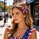 thumbnail image 4 of Independence Day Bow Hair Clip Accessory Holiday Party Red White Blue Star Striped Flag Hair Accessory Side Clip, 4 of 6