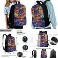 thumbnail image 1 of ZUXONGSY Painted Wolf Galaxy Print Backpack Set for Kids Teens 17 Inches Bookbag Casual Daypack 4 In 1 Schoolbag With Lunch Bag Pencil Bag and Water Bottle Holder Set for Boys Girls, 1 of 5
