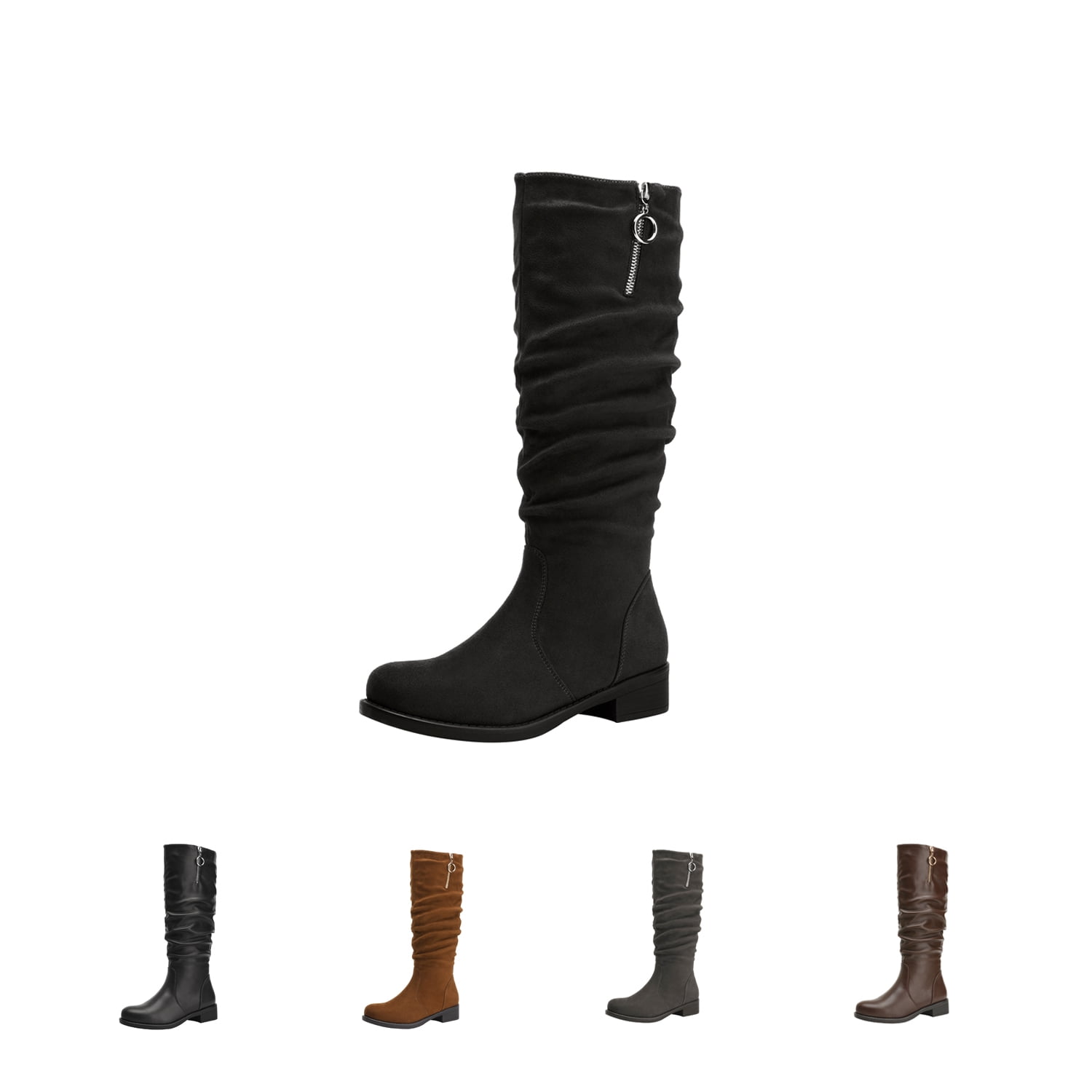 below the knee black heeled boots