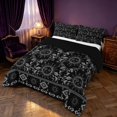 thumbnail image 3 of Homewish Boho Sun Moon Queen Comforter Set, Victorian Damask Aztec Comforter Sets Queen, Black Gray, Black Reversible 3 Pieces, 1 Comforter and 2 Pillowcases, 3 of 6