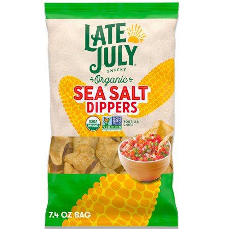Late July Snacks, Dippers, Organic White Corn Tortilla Chips, 7.4-oz. Bag