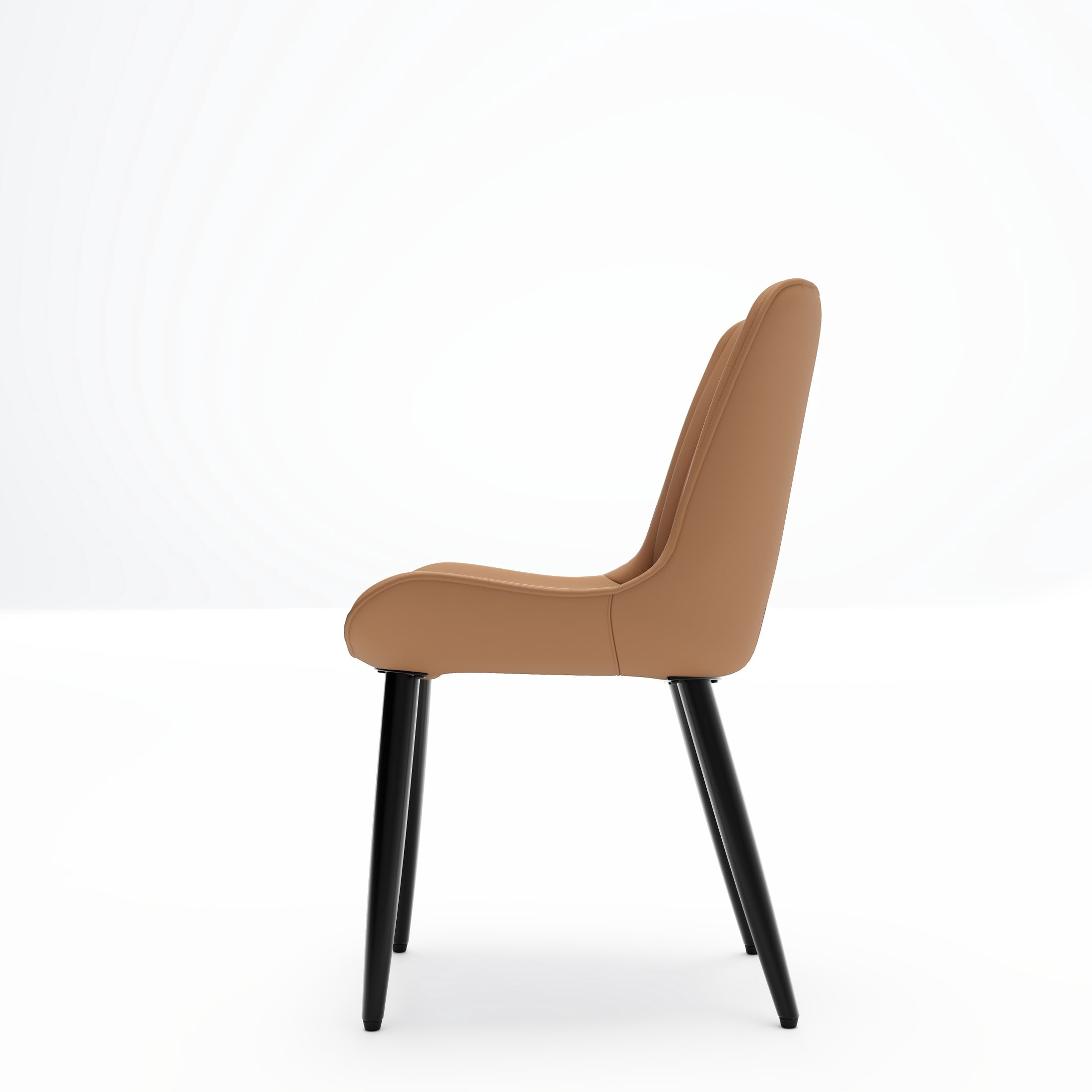 Noble House Modern PU Leather Dining Chairs with Metal Legs, Armless Side Chairs for Kitchen, Brown, Set of 4
