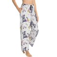 thumbnail image 2 of Uemuo Rabbit And Butterfly Pattern Women's Wide Leg Palazzo Lounge Pants with Pockets Light Weight Loose Comfy Casual Pajama Pants-, 2 of 9