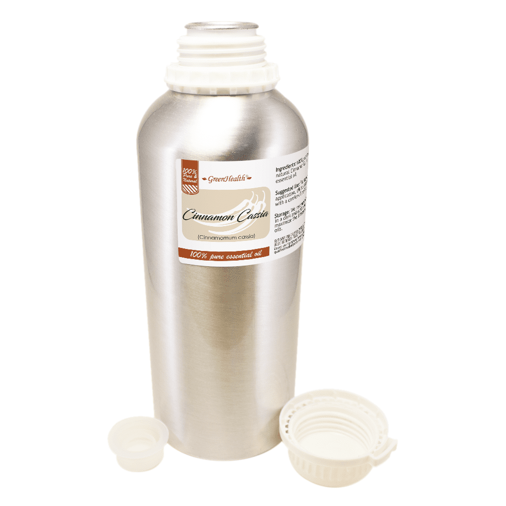 Cinnamon Cassia - 32 fl oz (946 ml) Aluminum Bottle w/Plug Cap - 100% Pure Essential Oil - GreenHealth