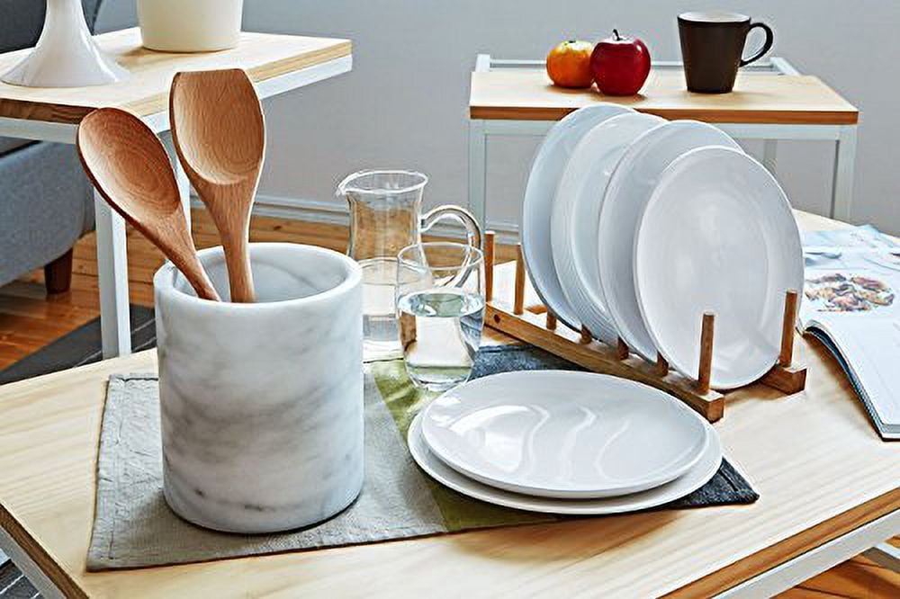 JEmarble Utensil Holder 5.5x6.5 inch(White) Utensil Crock Kitchen tools for Cooking Countertop Non-slip large capacity