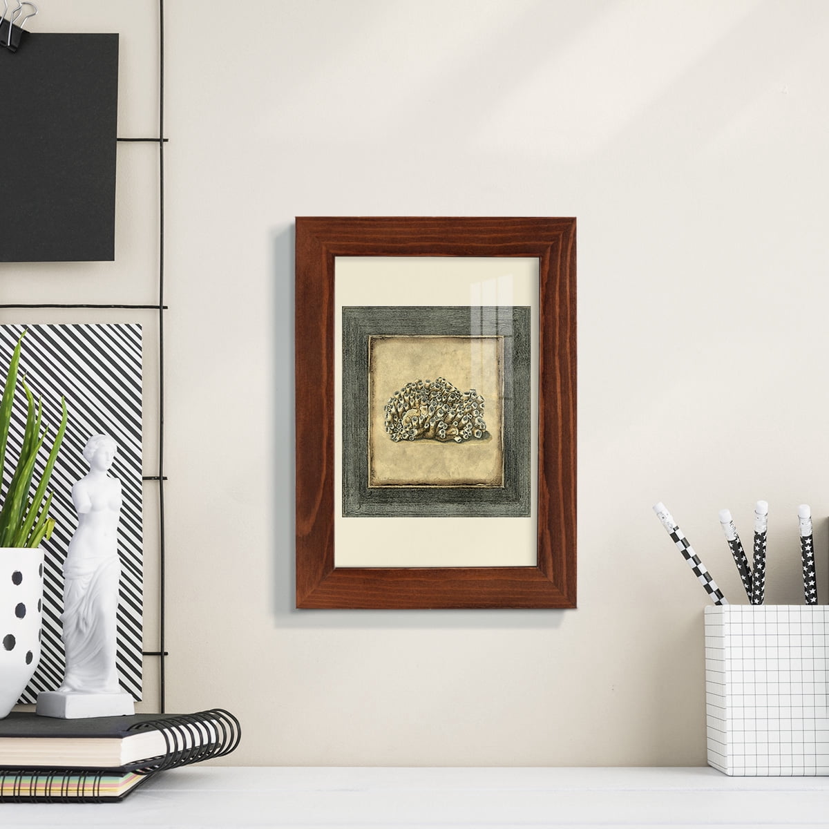 Mini Exotic Coral I (U) - Framed Print w/glass - Chestnut