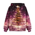 thumbnail image 2 of LOVZFMLL Hoodies for Girls Christmas Print Casual Loose Hooded Sweatshirt Long Sleeve Round Neck Pocket Pullover Tops Little Girls Spring Fall Clothes 4-5 Years, 2 of 3