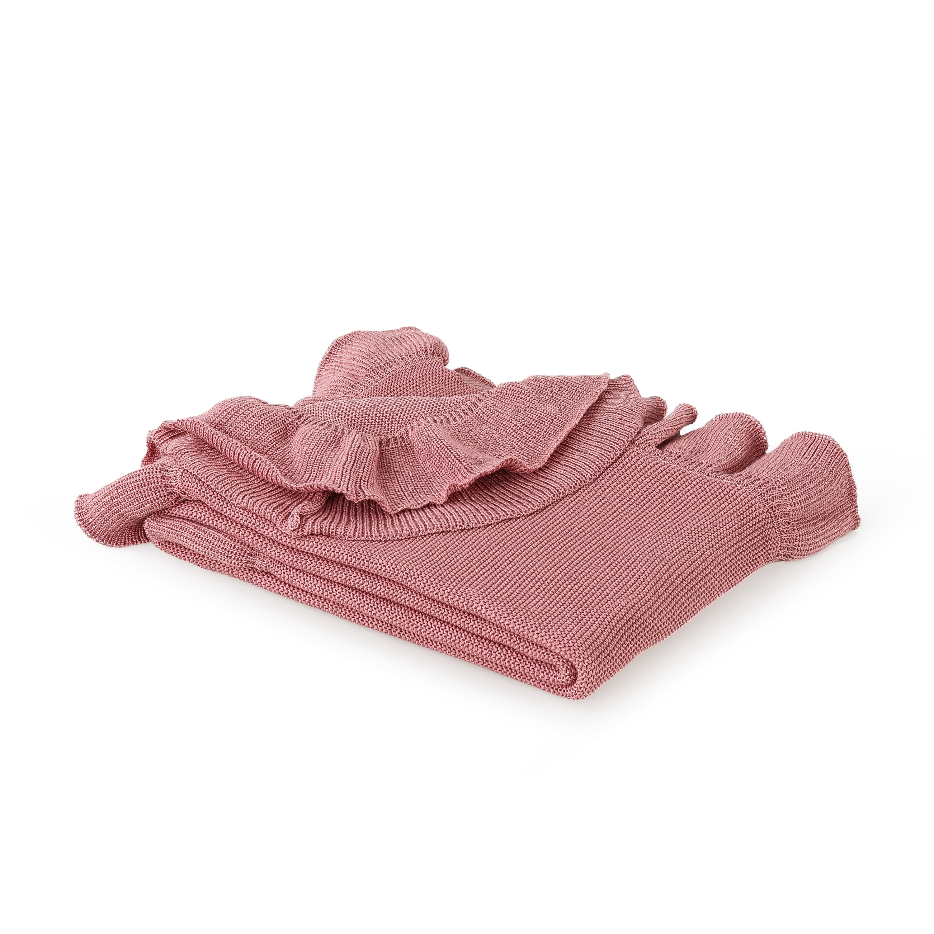 The Pioneer Woman Ruffle Knit Oversized Couch Throw Blanket, Pink, 50 x 72 in