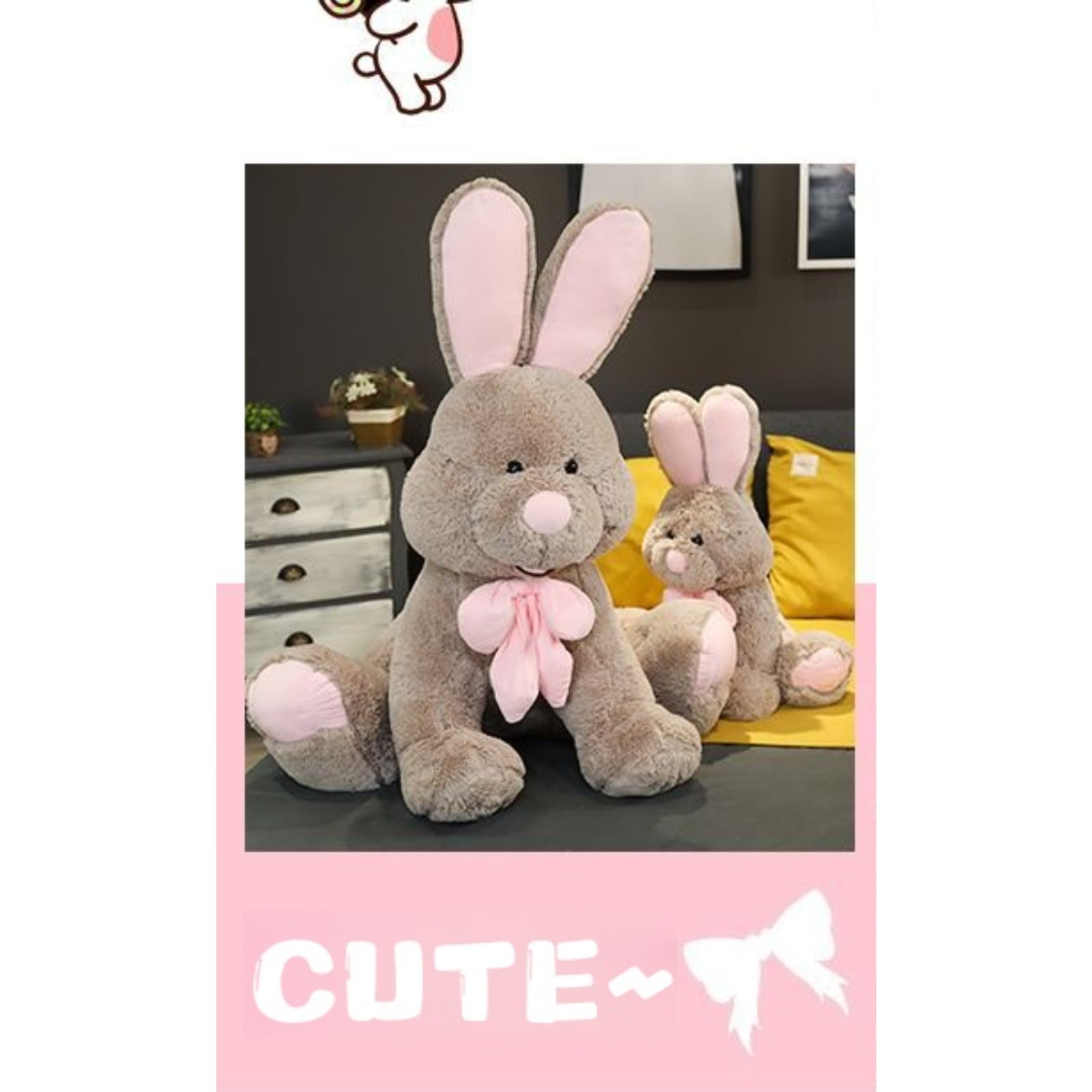 Big Ears Bunny Plush Toy, Ultra Soft Stuffed Rabbit Doll with Long Ears Design, Cute Plush Bunny Pillow for Hugging, Cozy Decorative Plush Toy for Bedroom Sofa Home Decor, Birthday Gift Idea