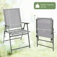 thumbnail image 3 of Gymax 2PCS Folding Portable Dining Chairs Metal Frame Armrests Outdoor Patio Grey, 3 of 4