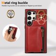 thumbnail image 3 of Allytechgroup Stylish Galaxy S22 Wallet Case, Premium Phone Case for Samsung Galaxy S22 with Card Holder Zipper Pocket Hand Wrist Shockproof Stand Cover for Women Men, Red, 3 of 6