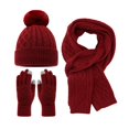 thumbnail image 2 of Winter Beanie Hat Scarf Gloves, Warm Knit Hats Touchscreen Gloves Neck Scarf Set Winter Gifts for Unisex Adult #02 Red, 2 of 5