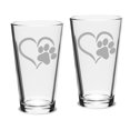 thumbnail image 1 of Paw Print Heart Deep Etched Classic Pub Pint Glass Set of 2, 1 of 1