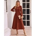 thumbnail image 4 of Zeagoo Fall Dresses for Women Long Sleeve Midi Dress Casual A Line Dresses Pleated Flare Dress with Pockets, 4 of 6