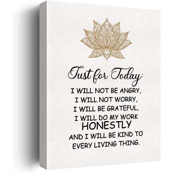 Inspirational Reiki Wall Art Decor Just for Today Canvas Painting Framed Canvas Artwork Print Poster 12"x15" Decoration for Home Bedroom