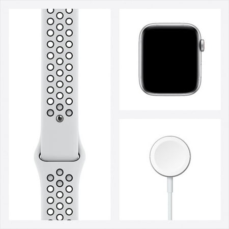 Refurbished Apple MG043LL/A Watch SE Nike Cell 44mm Silver Aluminum - Pure Platinum Sport Band