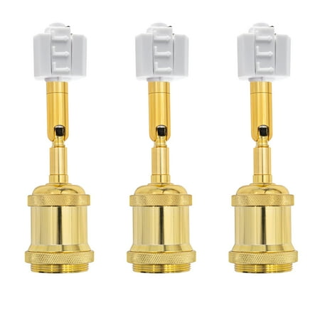

FSLivin Retro Vintage Design E26/E27 Mini Gold Base Adjusted Titl Angle Rotated H System Track Head Lighting for Gallery Loft Kitchen Farmhouse(No Bulb & Track) Set of 3