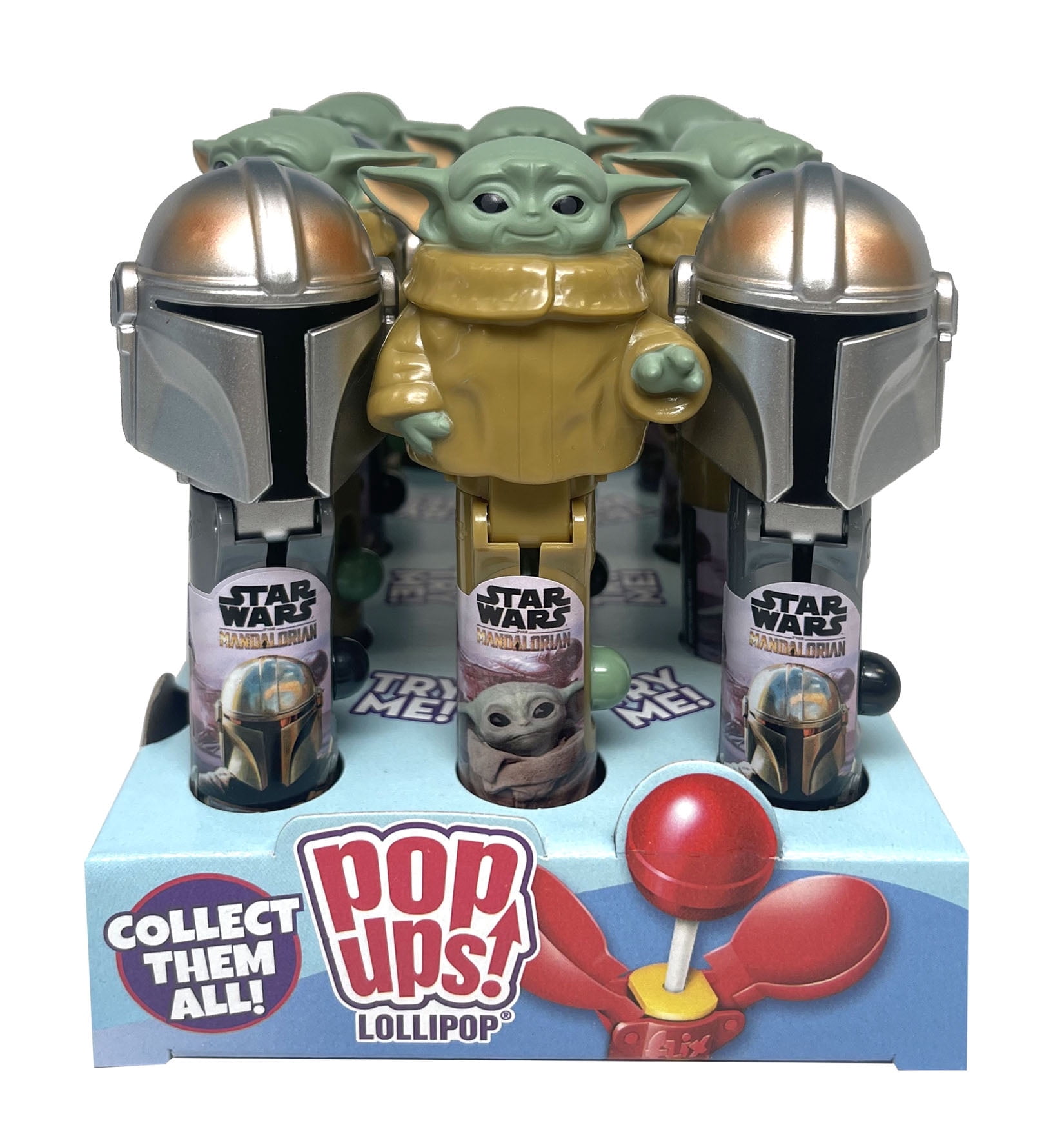 Mandalorian Yoda Cars Lollipop Holder Case, 12 Count, Includes Lollipops