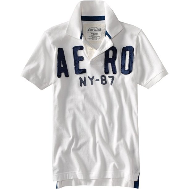 Aeropostale Solid Aero Ny 87 - Polo de rugby para hombre, color blanco, XS