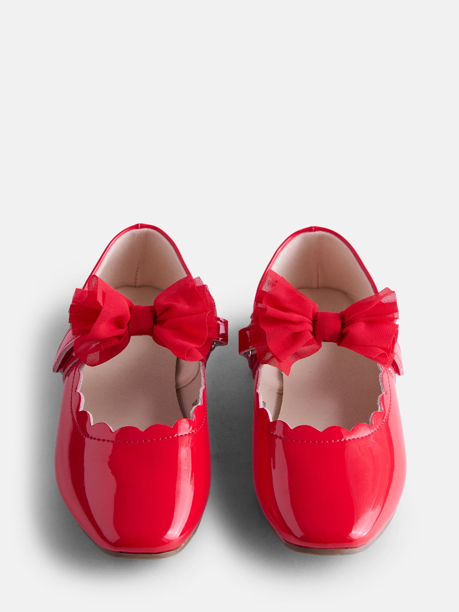 Wonder Nation Little Girls and Big Girls Scallop Ballet Flats with Tulle Bow