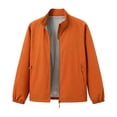 thumbnail image 6 of FRSASU Men's Lightweight Windbreaker Jacket Stand Collar Zip Side Pocket Elastic Cuff Casual office Coat Orange, 6 of 7