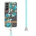 thumbnail image 3 of Flower Pattern Case for Samsung Galaxy S22, Detachable Shoulder Strap Lanyard Crossbody Slim Lightweight Floral Cover with Soft Silicone Shockproof Drop Resistant Case,Blue Rose, 3 of 7
