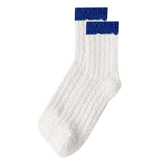 OVBMPZD Thermal Girls Socks Fuzzy Blue Crew Fall Soft Winter Golf Socks Thin Socks Women