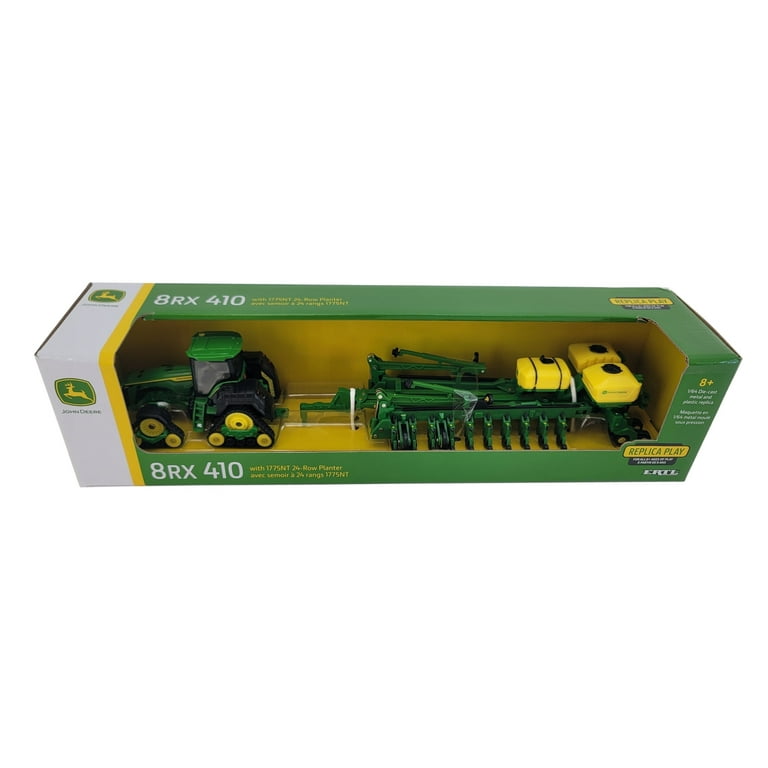 John Deere 1/64 8RX 410 Toy Set with 1775NT 24-Row Planter, Skid