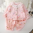 thumbnail image 2 of Swuxness Toddler Girls Loungewear 2 Piece Outfits Casual Crew Neck Long Sleeve Shirts Long Pants Suits, 2 of 5