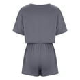 thumbnail image 5 of Summer Fashion Two Piece Sets for Women Dressy Plus Size Round Neck T-shirt Top Shorts Solid Color Shirt Suit, 5 of 6