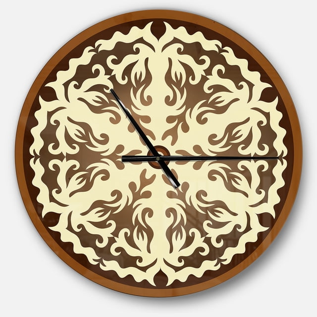DesignArt Orienta Mandala Chocolat Grande Horloge Murale