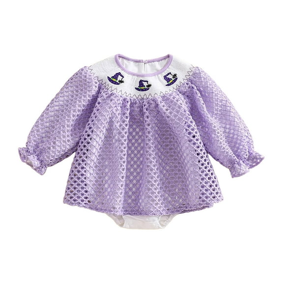 Jkety Girl Clothes Halloween Baby Girl Clothes Long Sleeve Romper Jumpsuit Bodysuit Christmas Outfits(Light Purple,6-12 Months)