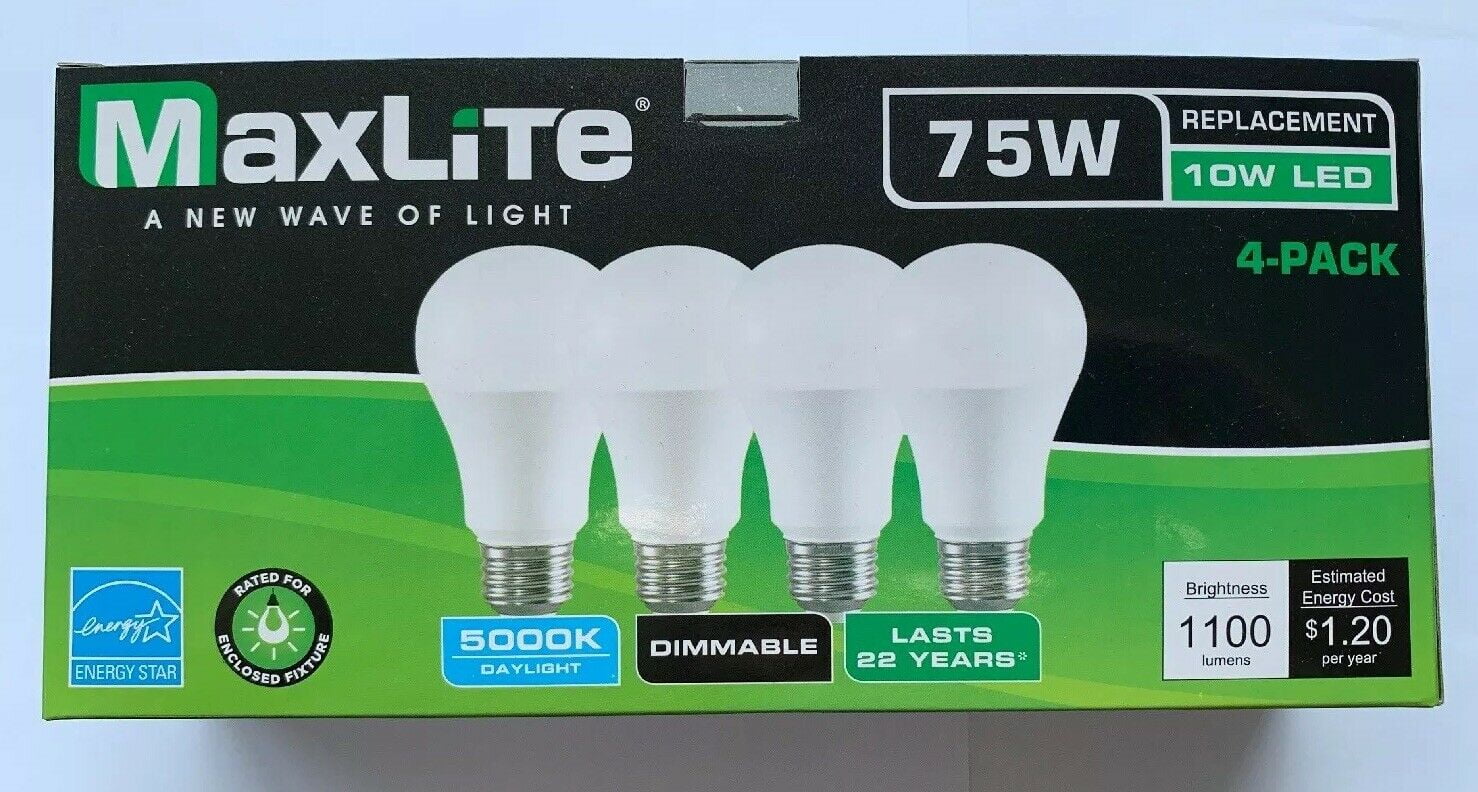 New In Box Lot Of 4 Boxes 9W LED Light Bulb MAXLITE 60W 5000k Daylight Dimmable 
