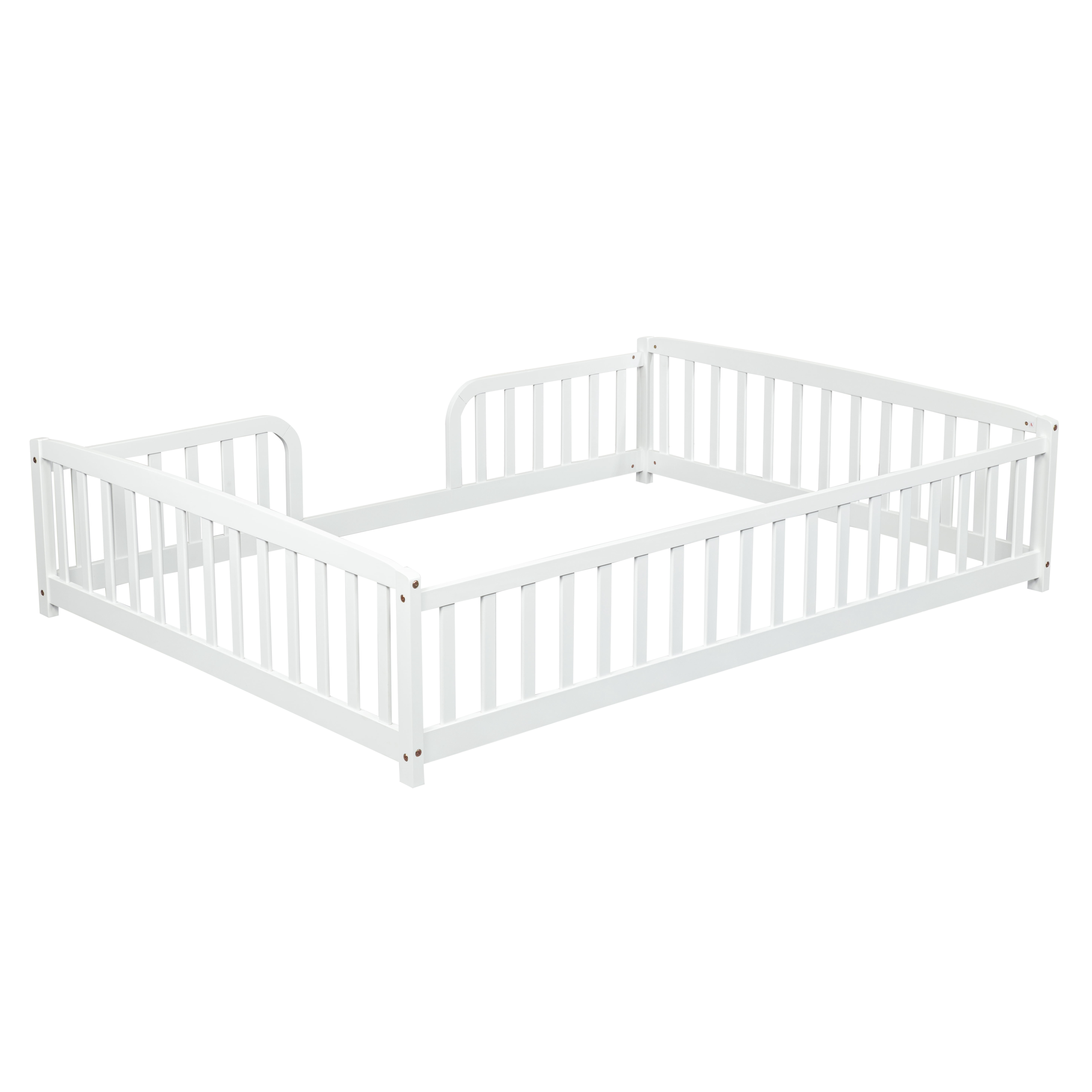 Mintazer Full Size Toddler Floor Bed with Guardrails & Central Entrance, White