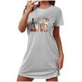 thumbnail image 2 of Camisón corto de talla grande para mujer, camisón de manga corta con estampado de pecho a la moda, camisón para mujer, 2 of 7