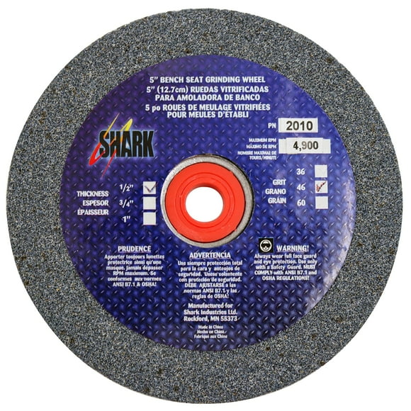 Shark Shark 2010 5-Inch By 0.5-Inch By 0.5-Inch Bench Seat Grinding Wheel, Grit-46