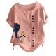 thumbnail image 2 of ICHUANYI Clearance Women's Fashion Summer Round Neck Leisure Short Sleeve Printed Buttons Tops(Pink, XL) Ichaunyi WER2023081018027, 2 of 7
