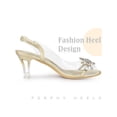 thumbnail image 3 of BLISSFUL STEP Peep Toe Flower Rhines Slingback Clear Block Heels Sandals for Women Gold 8, 3 of 6