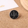 thumbnail image 3 of Broche con forma redonda de astrología del zodiaco Libra, esmaltado negro, color negro, 3 of 3