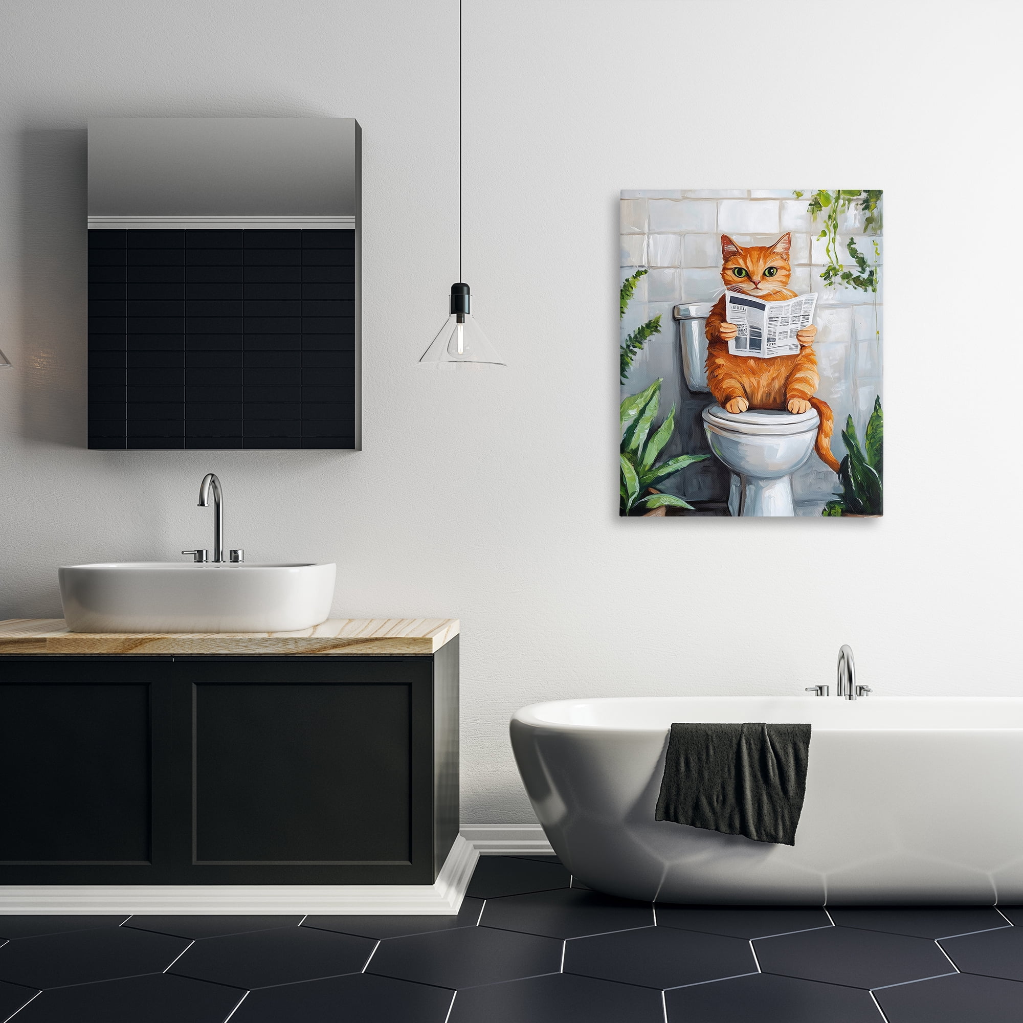 Stupell Industries Orange Cat Reading Paper Canvas Wall Art, design by The Prints Vibe