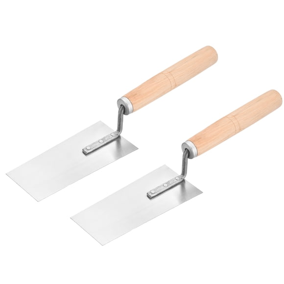 Uxcell 2Pcs Herramienta de Mano para Masonería, Paleta de Apuntalamiento de Acero al Carbono de 6.7" x 3" con Mango de Madera de 7.09" para Concreto, Cemento, Yeso, Mortero, Estuco, Azulejo, Blanco