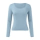 thumbnail image 5 of Top corto de manga larga y cuello redondo para mujer - Camiseta básica de yoga ajustada para entrenar, 5 of 5