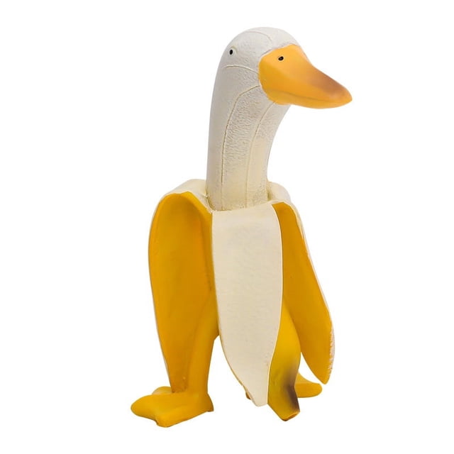 Estatua creativa con forma de banano y pato en resina, 8 x 15 cm