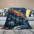 thumbnail image 2 of Shiartex   Space Blanket for Kids,Milky Way Solar System Space Adventure Planet Rocket Galaxy Starry Sky Constellation Flannel Blanket,Ultra Soft Fluffy Bed Blanket Throw for Sofa Couch White, 2 of 6