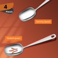 thumbnail image 3 of 4 Pieces Kitchen Roux Spoon Stainless Steel Slotted Spoon Stainless Steel Serving Spoon Cooking Spoon with Flat Edge for Home Kitchen, 8.6 Inch, 3 of 7
