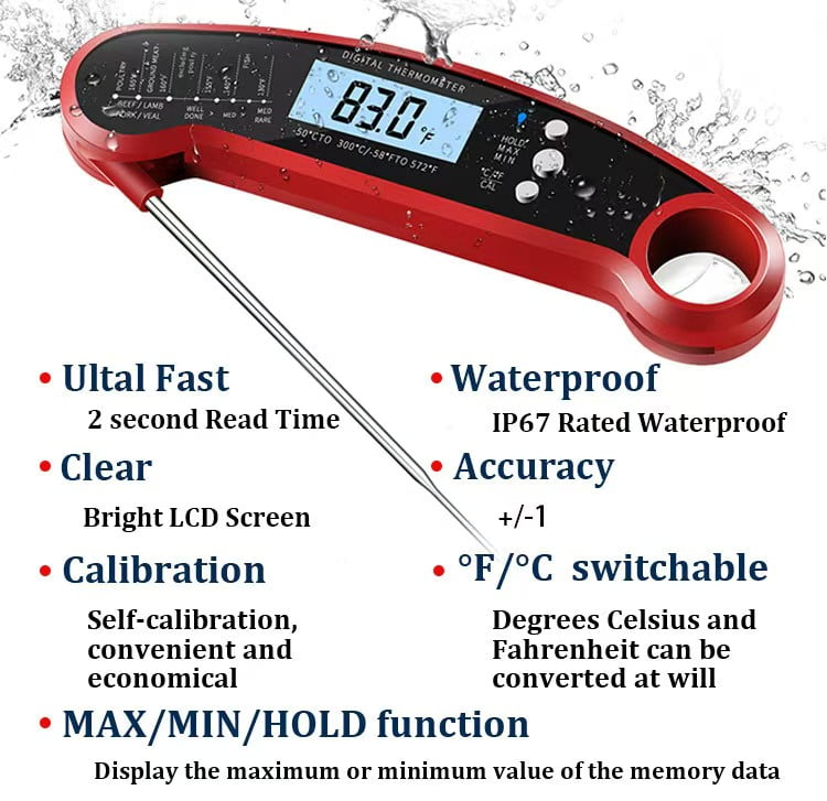 Digital Folding Food High Precision Kitchen Grill Probe Electronic Water Temperature Thermometer Meat Thermometer