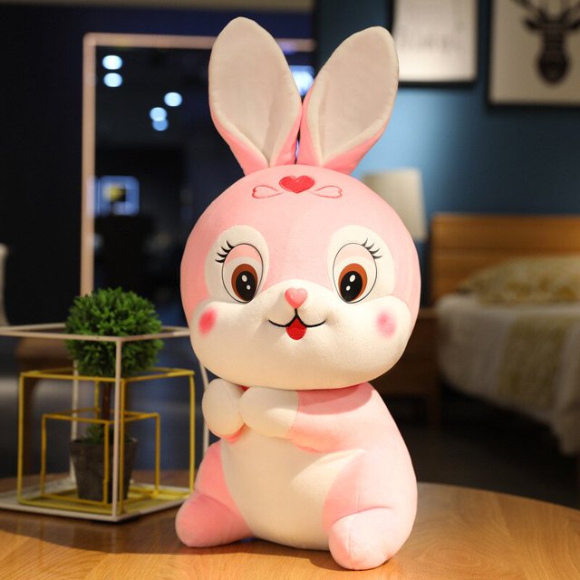 30/45/55cm cute/soft/cartoon/rabbit plush toy/mascot of the Year of the Rabbit/children's birthday gift/New Year giftpink45cm Deng Xun unisex